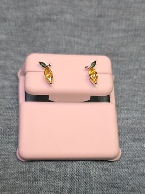 Yellow and Green Marquise Stud Earrings - Women Jewelry